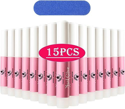 MAGIC ARMOR 15 Stück Professionelle Nagelkleber 2g Nagelkleber Für Tips Nagelkleber für Kunstnägel extra stark Schnelltrocknend Nail Art Glue für die Nagelverlängerung und Reparatur von eingerissene