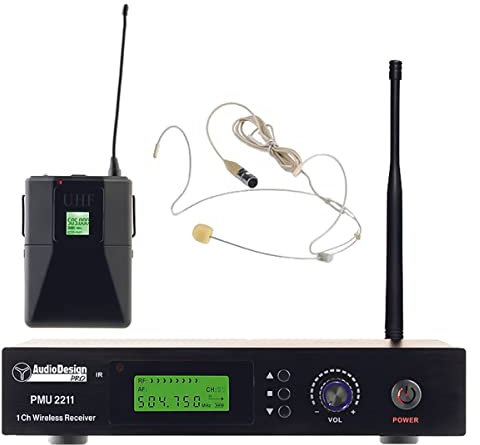 AUDIODESIGN PRO PMU 2211BP Set centralina e microfono ad archetto UHF, kit radiomicrofono palmare professionale, microfono wireless con body pack
