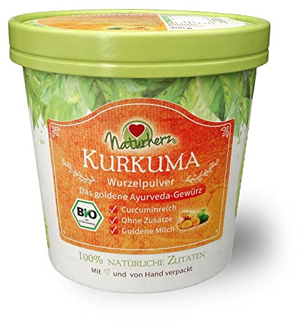 Naturherz BIO Kurkuma Pulver gemahlen - 100% Kurkumapulver aus Indien - Premium-Rohkost-Qualität - Curcumin - traditionelles Ayurveda Gewürz - vegan (400 g)