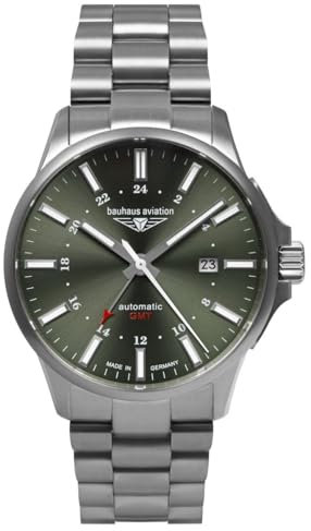 Bauhaus Aviation Herren-Fliegeruhr Automatik GMT Titan 2868M-4