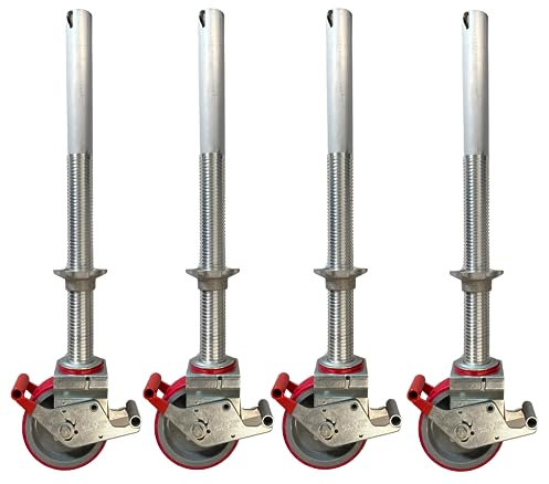 Adjustable Legs & 150mm Castors for Industrial Alloy Scaffold Tower - Set of 4