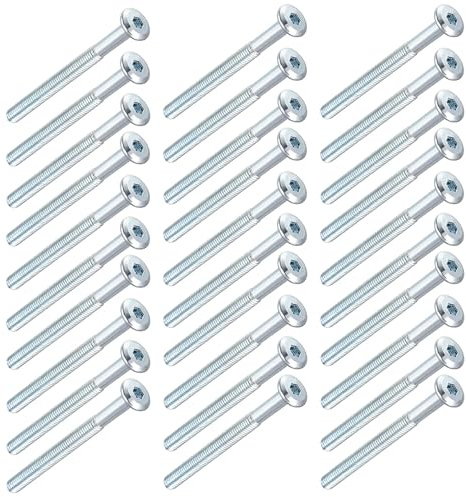 Tornillos para Muebles de Cabeza Plana 30pcs M6*100mm Tornillos de Conexión Allen para Muebles Rosca Parcial para Camas y Sillas (M6*100)