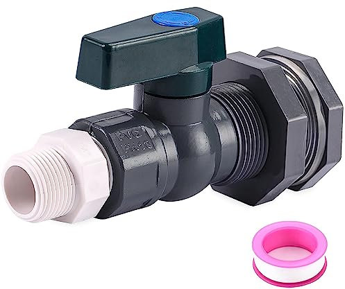 Regentonnendurchführung Ibc Auslaufhahn Ibc Tank Zubehör Wasserhahn Regentonne 3/4PVC Regentonnen Ventilemit mit Schottverschraubung und Schlauchadapter für Aquarien, Pools, Gartenfässer