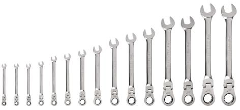 TEKTON Flex Head 12-Point Ratcheting Combination Wrench Set, 15-Piece (1/4-1 in.) | WRC95001