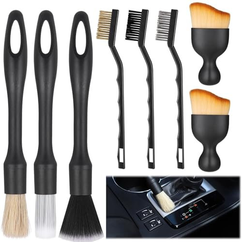 8 Stück Auto Detailierbürste, Auto Reinigungsbürsten Set, Staubpinsel Auto Innenraum Reiniger Bürste Set, Staubentfernungsbürste Weiche Bürste, Felgenbürste Reifenbürste für Auto Air Outlet Gap