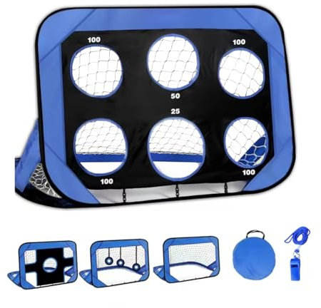 Portería de fútbol para niños, 4 modos, plegable y portátil, con bolsa de transporte, para jardín, interior, exterior, equipo de entrenamiento de fútbol, regalo para niños y niñas