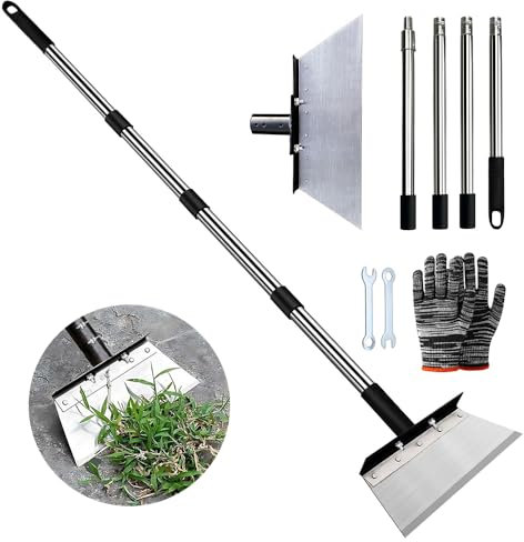 Reinigungsschaufel mit Stiel 163cm,Multifunktionaler Gartenschaufel 32cm,Schaufel Garten Geräte,Garten Reinigungsschaber,Gartengeräte Unkraut,Unkrautschaber,Moosschaber Zum Jäten gehwegplatten