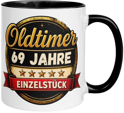 69. Geburtstag Mann Geschenk Tasse | Oldtimer – 69 Jahre Einzelstück | 69ter Geburtstag - Witziges Geburtstagsgeschenk Männer | Lustige Geburtstagstasse mit Spruch 69 Geburtstag | Made in Germany