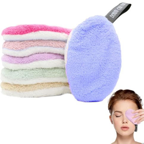 6 almohadillas desmaquillantes lavables, almohadillas de algodón, toallitas desmaquillantes, lavables, adecuadas para todo tipo de piel, limpieza suave y eliminación de maquillaje (6 colores