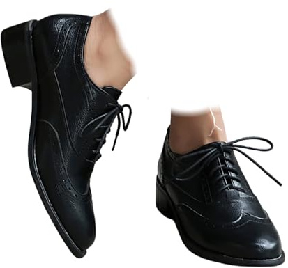 Retro brogue lågklackade skor för kvinnor med slips bayersk dirndl stil domstolsskor unika Oktoberfest uttryck skor vintage öl festival dans festsko, Svart, 40 EU