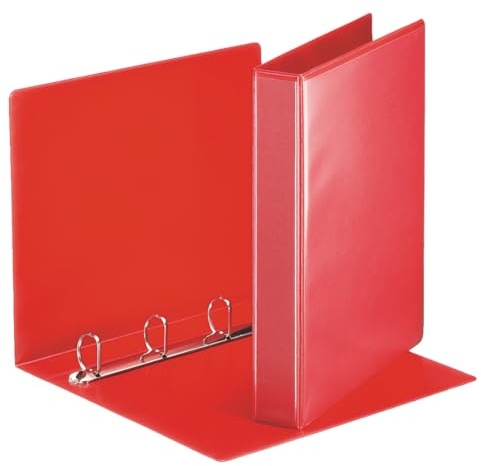 Esselte Präsentationsringbuch A4, 10er Pack, Ringbuch mit 4 D-Ring, 30 mm, Rot, 49713