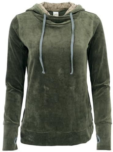 GURU SHOP Nicki-luvtröja, mjuk huvtröja, sammetströja, dam, syntetisk, kaki, 42