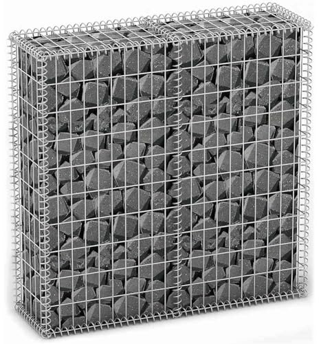 BAKAJI Rete Gabbione per Sassi in Acciaio Galvanizzato, Recinzione Orto da Giardino, Gabbioni Cestello Metallico Resistente alle Intemperie e Durevole, Muri di Sostegno Recinti (100 x 20 x 100 cm)