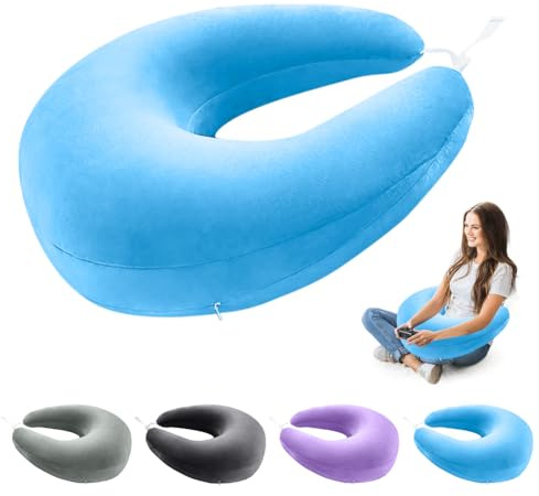 CEWROM Cojín ergonómico Crealis, cojín de lectura, portátil, de ganchillo, ligero, ergonómico, para leer, jugar, trabajar y hacer ganchillo (azul)
