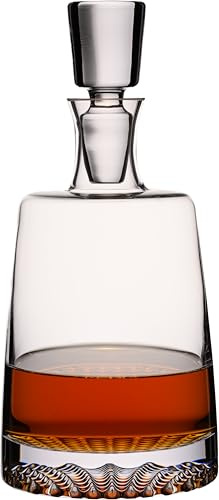 IMPERIAL glass Caraffa da whisky, 700 ml, realizzata a mano, con tappo in vetro, serie Faro, decanter per whisky in vetro Crystalline con fondo strutturato