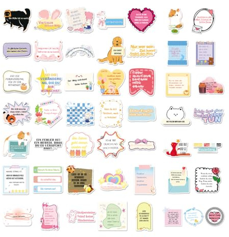 UZYXC Set di 50 Adesivi Italiani – Adesivi Motivazione & Frasi Divertenti, Accessorio Scrapbook Impermeabile per Bullet Journal, Planner, Diario, Journaling – Regalo