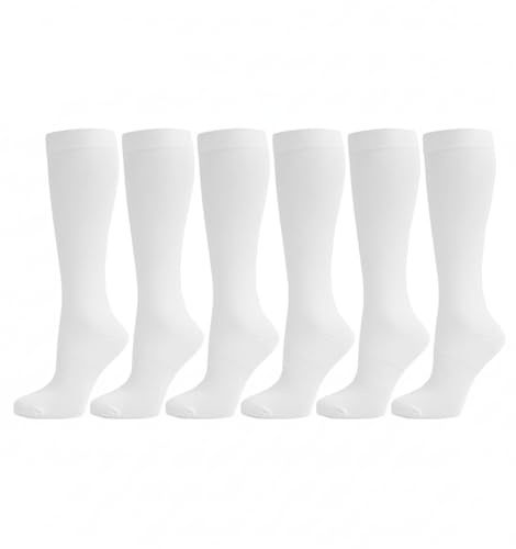 RUBAB Girls Knee High School Socks 6 Pairs Multipack Cotton Rich Long Socks for School Uniform Soft Stretch Breathable Comfortable Durable Everyday Wear for Kids Children