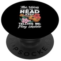 Voices in My Head Telling Me Play Ukulélé Fleur Tropicale PopSockets PopGrip Adhésif