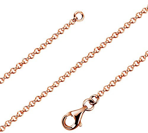 Avesano Erbskette Damen 925 Silber 1,7 mm Rolo Kette 24K Rosé vergoldet „Made in Italy“ - Sterling Silber Halskette ohne Anhänger - Silberkette 60 cm - Geschenkidee für Frauen 101011-460