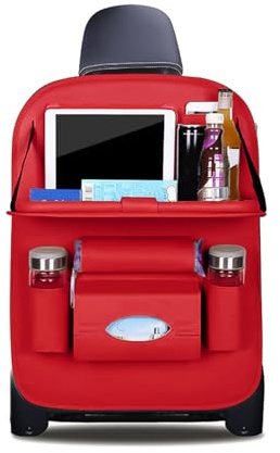 Ergocar Organizer per sedile posteriore auto, tappetino in pelle PU di lusso, supporto pieghevole per tablet, multifunzione, protezione per lunghi viaggi