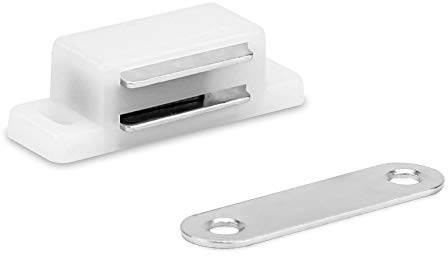 INTIRILIFE 10x Magnetschnäpper in Weiss - 4.6 x 1.5 cm - Magnetischer Türschließer mit Einer Haltekraft von 3-4kg - 10er Set Möbelmagnet Türschlösser für Schranktüren etc.