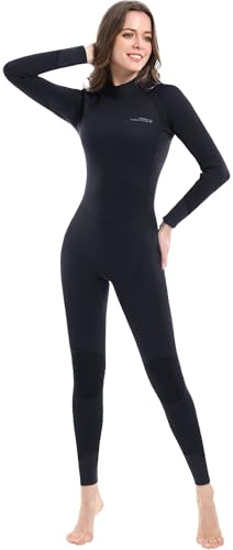 Dark Lightning Full Body Wetsuit Women, 3/2mm Wet Suit for Women Cold Water Swimming,Womens Diving Surfing Snorkeling Kayaking,Triathlon Wetsuit Women,Black,XXL