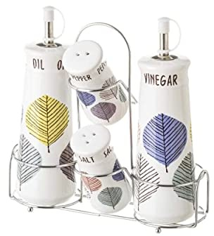 Hogar y Mas Juego DE ACEITERA, VINAGRERA, PIMENTERO Y SALERO. Convoy 4 Piezas
