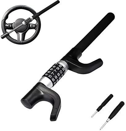 Cepo para volante con cerradura de combinación, bloqueo antirrobo para volante de coche, bloqueo de rueda de seguridad para coches, furgonetas y camiones, universal (negro)