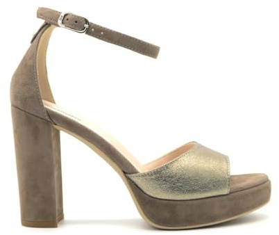 Nero Giardini E307540D Sandali Donna in Pelle E Camoscio - Argilla 38 EU