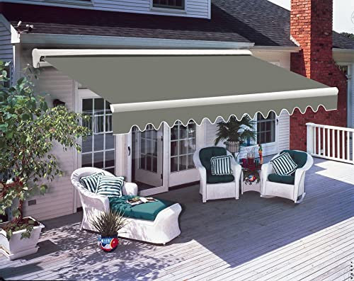 Green Bay 3.5x2.5M Half Cassette Retractable Electric Awning Garden Sun Shade Canopy Gazebo, Anti-UV Canopy Grey