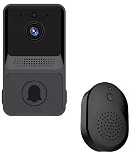 Rehomy Sonnette vidéo sans fil intelligente avec carillon 433 MHz 2. 4 GHz WiFi 480P 2 voies parler cloud stockage sonnette sans fil