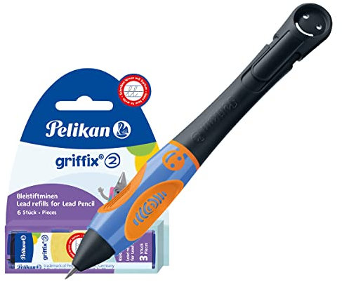 Pelikan griffix Bleistift für Linkshänder, 1 Stück in Faltschachtel (NeonBlack, Bleistift + 6 Minen), 82