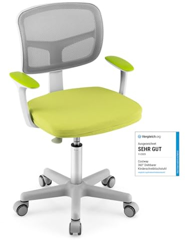 COSTWAY Skrivstol barn 360° roterbar, sitthöjd 40–54 cm (grön)