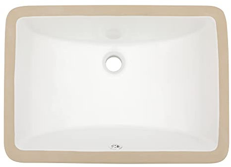 Dcolora Unterbau-Waschbecken, rechteckig, 43,5 x 27,9 cm, weißes Porzellan, Keramik, rechteckig, Waschbecken, Waschbecken, Waschbecken, Waschbecken, Waschbecken mit Überlauf