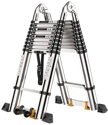 30 FT Aluminium-Teleskopleiter, Verlängerungsleiter mit EIN-Knopf-Einzug, zusammenklappbare Leiter mit federbelastetem Verriegelungsmechanismus für Dach (Size : 30ft)