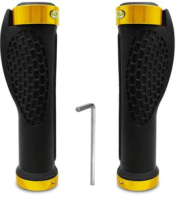 Fahrradgriffe Ergonomisch, 22.2mm Griffe rutschfeste Gummi Lenkergriffe Fahrrad, Fahrradlenkergriffe für MTB, Trekkingrad, Cityrad Rennrad, E-Bike,Mountainbike, Scooter Fahrrad Griffe (Goldene)