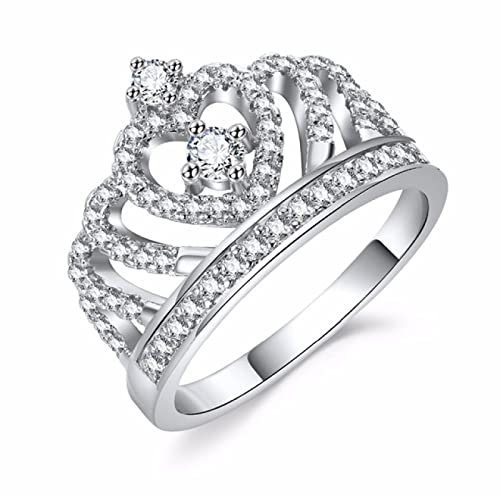 BISONBLUE Ringe Frauen Damen Ring Schmuck Herren Geschenk Kronenring Für Damen Zirkonia Vintage Ringe Damenringe 9