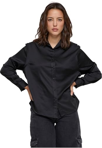 Urban Classics Chemise Satin Femme Chemise Manches Longues Noir L