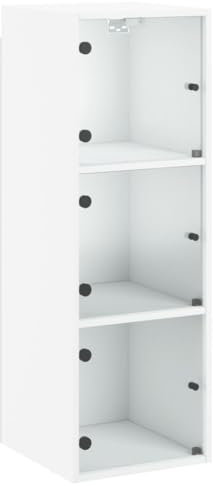 vidaXL Wandschrank, Hängeschrank mit Glastüren, Schrank mit Stauraum für Wohnzimmer, Küchenschrank Badschrank Wandmontage, Modern, Weiß
