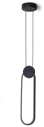 NICRX Lámpara colgante y colgante LED regulable negra de 12W, lámpara colgante y colgante regulable para sala de estar, comedor, mesita de noche (Ovalado)
