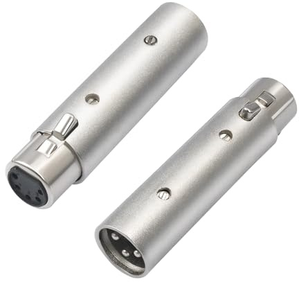 HUALUE 3Pin XLR Male to 5Pin Female Audio DMX Adapter, DMX Stage Light Convertor, 5Pin Female XLR to 3Pin Male Audio Connector for Microphone DMX-2Pack