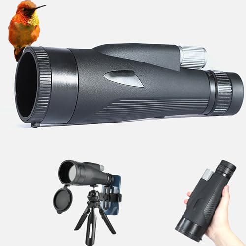 Monokular Teleskop 12-36X60 ED Zoom Monokulare（24MM Okular + 60MM Objektivund） Wasserdicht mit BAK4 Prisma & FMC Linse with Adapter and Tripod für Klettern Ballspiele Wildtierbeobachtung