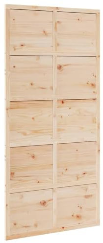 vidaXL Scheunentür, Holzschiebetür Platzsparend, Zimmertür Scheunentor-Look, Schiebetür Holztür Innentür, 100x208cm Massivholz Kiefer