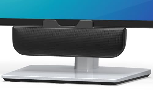 Computer Speakers for Desktop PC, Monitor Speakers, USB Plug-in, Wired, External Speaker for Laptop, Small Computer Soundbar for PC, with Loud Sound, Deep Bass, USB-C Adapter, Easily Clamp to Monitor