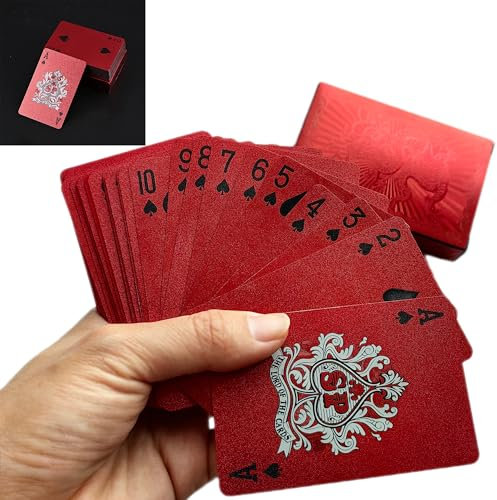 syiyunran Kunststoff Wasserdicht Spielkarten - Roter Drache Muster Kartendeck 1 Deck, Abmessungen 5,7 x 8,7 cm, Goldfolie Kreative Karte Kartenspiel Gesicht Gefrostet Poker Pokerkarten
