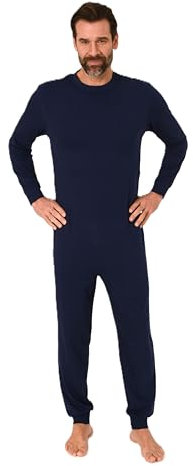 Normann Care Herren Pflegeoverall Langarm Einteiler Schlafanzug mit Reißverschluss am Rücken, Farbe:blau, Größe:L
