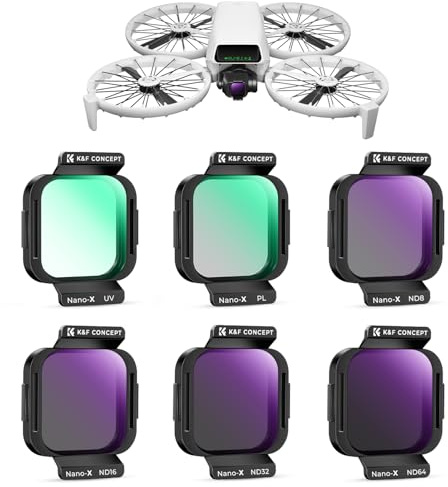 K&F Concept ND PL UV-filterset kompatibel med DJI Flip, 6-pack UV PL ND8 ND16 ND32 ND64 neutral densitet och polariserande och UV-skyddande filter, HD optiskt glas flerbelagt filter