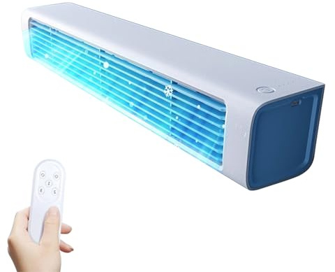 Mini climatiseur mural - Ventilateur à froid USB - Petit conditionneur portable silencieux sans pales - 3 vitesses de vent - Brume froide et minuterie - Télécommande - Refroidisseur d'air par