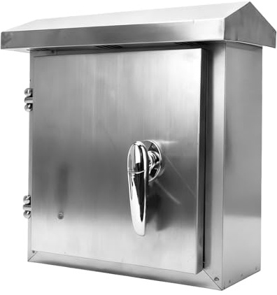 Caja de distribución de acero inoxidable para exteriores, resistente al agua, 30 x 25 x 16 cm, armario de pared, armario contador, montaje en pared, metal, caja de alimentación exterior, caja de