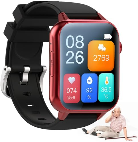 Vexorium Reloj Inteligente 4G para Mayores con detección de caídas botón SOS rastreador GPS Zona Segura IPX6 Resistente al Agua Llamadas bidireccionales Larga autonomía (Rojo)